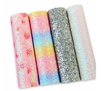 Feuilles Tissu Pailleté Embossé, 4 tissus à paillettes, Format moyen