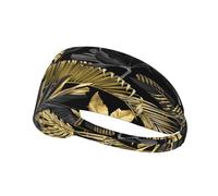 Feuilles Tropicales dorées et Noires,Bandeau de Sport Unisexe, Bandeau élastique Multi-usages pour Cheveux