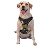 Feuilles Tropicales dorées et Noires,Harnais pour Animaux de Compagnie, Harnais réfléchissant réglable pour Chien,M
