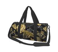 Feuilles Tropicales Noires dorées, Sac de Voyage de Grande capacité, Sac à Main Rond, Sac de Voyage de Sport, fourre-Tout, Sac de Fitness