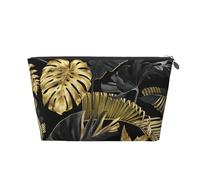 Feuilles Tropicales Noires dorées, Trousse de Toilette Trousse de Maquillage Sac à cosmétiques Trousse de Toilette de Voyage Portable