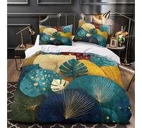 Feuilles tropicales Parure de Lit Imprimé en 3D Confortable Résistante Résumé botanique Housse de Couette Microfibre Hypoallergique Fermeture Éclair Ultra Douce for couple amoureux Double（200x200cm）