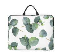 Feuilles Vertes Blanches,Housse pour Ordinateur Portable 14 Pouces, Sacoche pour Ordinateur Portable, Mallette avec poignée