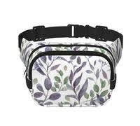 Feuilles Vertes de Sauge Violette,Sac Banane carré Double Couche, Sac de Poitrine