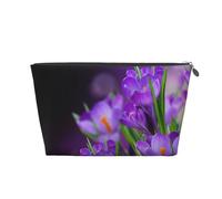 Feuilles Vertes et Fleurs Violettes imprimées, Trousse de Toilette Trousse de Maquillage Sac à cosmétiques Trousse de Toilette de Voyage Portable