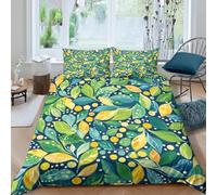 Feuilles Vertes Housse de Couette 140x200 Parures de Lit 1 Personne Imprimé 3D Microfibre Douce Plantes Housses Couette avec 2 Taies d'oreiller et Fermeture Éclair k.5182