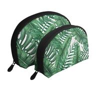 Feuilles Vertes imprimées, Trousse de Maquillage Coquille Femme Petit Porte-Monnaie Trousse de Toilette Trousse à cosmétiques 2 pièces