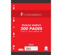 Feuillet mobile conquérant sept a4 210x297mm 200 pages 90g 5x5mm perforé coloris blanc