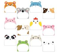 Feuillets Autocollants Mini Notes Autocollantes Lot de 12 Blocs Notes Adhésives en Forme Animaux Mini Bloc Notes Adhésives Sticky Notes Kawaii Petits Blocs Mémo Créatifs pour École Bureau