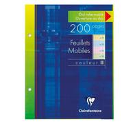 Clairefontaine Feuillets mobiles perforés 13511C 4 couleurs 17x22 cm 200 pages grands carreaux