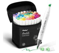 Feutre a Alcool 48 Colorés D'art, Pointe Double Feutres à Alcool Marqueurs Pinceau et Ciseau Burin Pour Artiste Etudiants