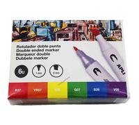 APLI Feutres Street Marker 18431 – Double pointe 1/6 mm – Lot de 6 couleurs assorties