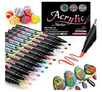 Feutre Acrylique,12 Couleurs Feutre Peinture Marqueur Acrylique Stylo Peintures Permanent Imperméables pour Pierre,Bois,Verre
