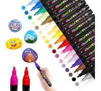 Feutre Acrylique, 18 Couleurs Marqueur Peinture Acrylique Feutres Peinture Acryliques Etanche Permanents pour Graffiti Galet,Oeuf,Céramique,Toile,Porcelaine,Bois,Papier Noir
