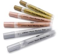 Feutre Acrylique Doré Et Argenté Et Rose Doré, Marqueur Acrylique Pointe Large 2-3mm, 6 Stylos De Peinture Sur Verre, Bois, Galet, Textile Feutre Permanent Métallique