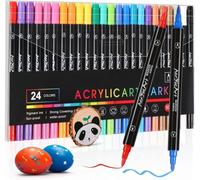 Feutre Acrylique - HAUTSTORE - 24 Couleurs - Double Pointe - Opaque - Multi-Surfaces