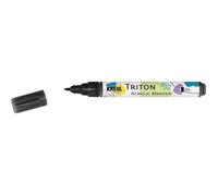 KREUL 17609 - Triton Acrylic Marker fine, noir, épaisseur de trait environ 1 à 2 mm, pour des finitions extra fines, séchage satiné, résistant aux intempéries sur supports absorbants