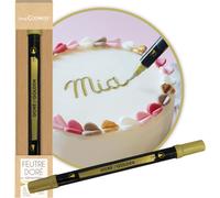 - Feutre Alimentaire Doré - Encre Comestible Pour Dessiner & Écrire - Double Pointe - Pâte À Sucre, Biscuits, Macarons, Chocolats - Stylo Pâtisserie Or - Décoration Noël - 7115