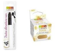 Feutre alimentaire noir + paillettes dorées Noir G