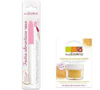 Feutre alimentaire rose + paillettes dorées