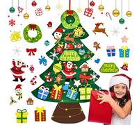 Feutre Arbre De Noël en Feutre DIY pour Enfants, 3.28ft Sapin Feutrine A Decorer, avec 25Pcs Ornements, Sapins De Noël Décoration pour Murales Fenêtre Porte