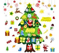 Feutre Arbre De Noël pour Enfants, 3.28ft Sapin Feutrine A Decorer, DIY Feutre Arbre De Noël avec 27Pcs Ornements, Sapins De Noël Décoration pour Murales Fenêtre Porte