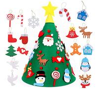 Feutre Arbre de Noël-Sapin de Noel Petit DIY Kit Deco Noelavec 17pcs Ornements Détachables Cadeaux de Noël pour Enfants Décoration Murale de Porte Vitrine DIY Feutre Arbre De Noël avec