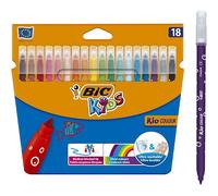 Feutre bic kids coloriage encre ultra-lavable capuchon ventilé pointe bloquée décor fantaisie pochette 18 unités