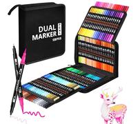 Feutre Coloriage Adulte Enfants, 120 Couleurs Double Pointe Feutre Aquarelle pour Dessin, Feutre a Alcool, Tooli Art, Manga, Doodling, Scrapbooking,Brush Pen pour Débutants et Artistes