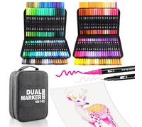 Feutre Coloriage Adulte Enfants, 168 Couleurs Double Pointe Feutre Aquarelle pour Dessin, Feutre a Alcool, Tooli Art, Manga, Doodling, Scrapbooking,Brush Pen pour Débutants et Artistes