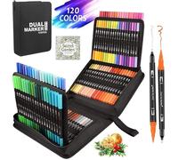 Feutre Coloriage - AZWIX - 120 Couleurs - Double Pointe Fine - Pour Adultes et Enfants - Non Toxique