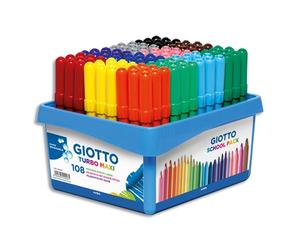 Feutre coloriage giotto turbo maxi ultra lavable testé dermatologiquement pointe bloquée schoolpack 108 unités