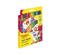 Feutre coloriage jovi lavable capuchon sécurité ventilé pointe solide 3mm 2 formats fine/maxi pochette 24 unités