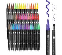 Feutre Coloriage - RIWILL - Double Pointe - 48 Couleurs - Aquarelle - 0.4mm et 2mm