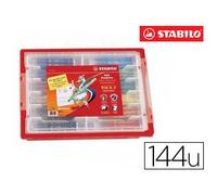 Feutre coloriage stabilo trio triangulaire encre super lavable pointe moyenne coffret scolaire 144 unités