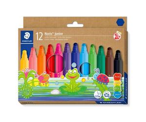 Feutre coloriage staedtler noris junior 329 hexagonal pointe large coloris assortis etui carton 12 unites