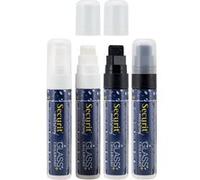 Securit Marqueurs à craie SMA820-V4-BW Lot de 4 grands imperméables Noir/Blanc