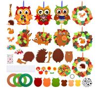 Feutre d'automne - Kit de bricolage pour enfants - Avec chouette - Couronnes de hérisson - Décoration d'automne à partir de 3, 4, 5, 6 ans - Pour projets d'artisanat, activités à l'école, cadeau de