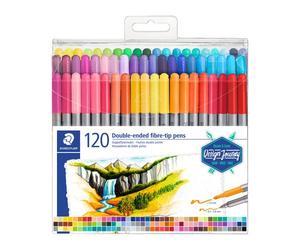 Feutre de coloriage double pointe Staedtler Design Journey 3200 couleurs assorties - Pochette de 120