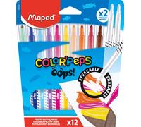 Maped – Feutre effaçable – COLOR PEPS OOPS – Étui de 12 – Pointe conique – Assorti