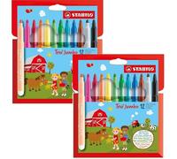 Feutre de coloriage - Stabilo - Trio Jumbo - Lot de 2 - Pointe Extra-large - Mixte