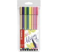 Feutre de dessin - STABILO Pen 68 Living Colors - Pochette de 8 feutres pointe moyenne - Décor fleur