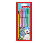 STABILO Feutre de dessin Pen 68 Pochette 8 feutres pointe moyenne Couleurs pastel