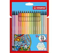 Feutre Dessin - Pen 68 - Etui Carton X 18 Feutres De Coloriage Pointe Moyenne - Couleurs "Nature" Et "Cocooning