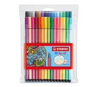 Feutre dessin stabilo pen 68 pointe moyenne ogive robuste pochette de 30 unités dont 6 fluos