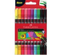 Feutre - FABER-CASTELL - Neon - Double pointe - 10 stylos - Lavable sur textiles