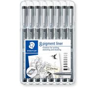 Feutre fin - STAEDTLER - 308 - Noir - Encre pigmentée - Pack de 8