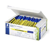 Feutre fin STAEDTLER Noris 307 - Bleu, 100 pièces, 0,6 mm | Coffret scolaire, pointe résistante, composé à 97 % de plastique recy ase d’eau - Réf. 307-3 C100