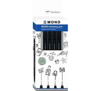 Tombow Fineliner MONO drawing pen, Set "Bold", encre pigmentée, résistante à l'eau et à la lumière, pour les esquisses, pour illustrer et dessiner, noir, set de 4, WS-EFL-H-B-4P