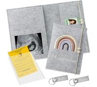 Feutre Housse Protection Passeport Mère, Pochette pour Journal de Grossesse avec 2 Porte-Clés, 1 Pochette de Protection pour Carnet de Vaccinations, Étui pour Carnet de Maternité en Feutre Fait Main